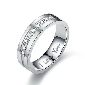 18K White Gold Wedding Bridal Band Engagement Ring With Pave Diamond Unisex